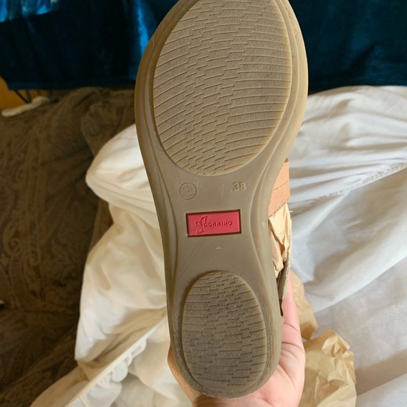 Leather Dress Sandals High Quality Size 8 Beach Resortwear Vacation Gold Tan Zip - Picture 5 of 9